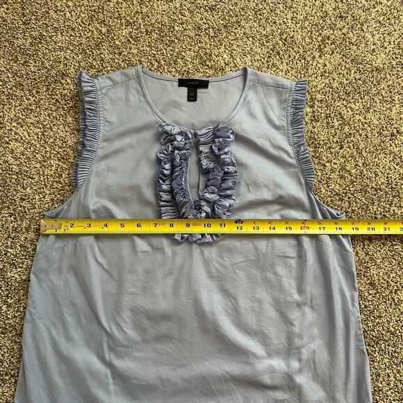 J. Crew periwinkle blue sleeveless ruffle front cotton top size 10 - Picture 10 of 11
